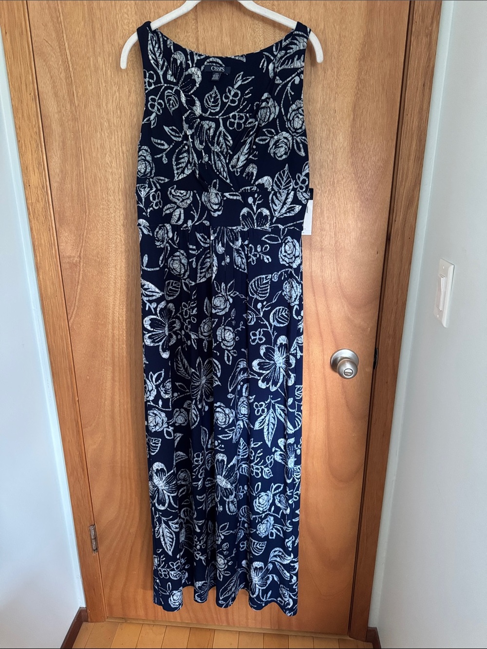 Chaps Navy Floral Print Maxi Dress